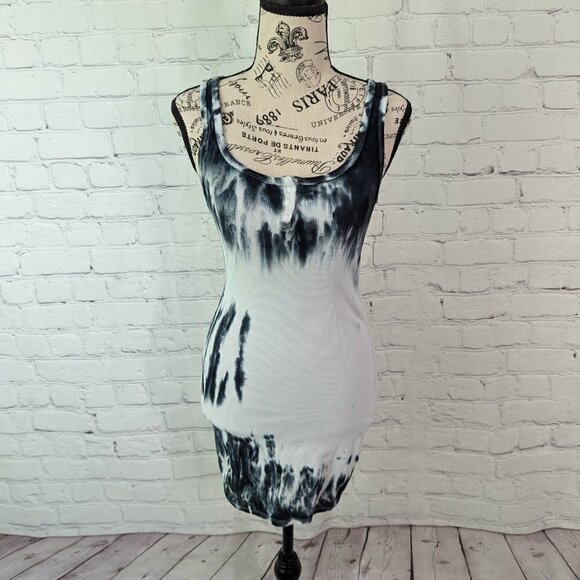 Zara Tank Dress Grunge Bodycon Tie Dye Retro Ribbed S NEW - Picture 1 of 4